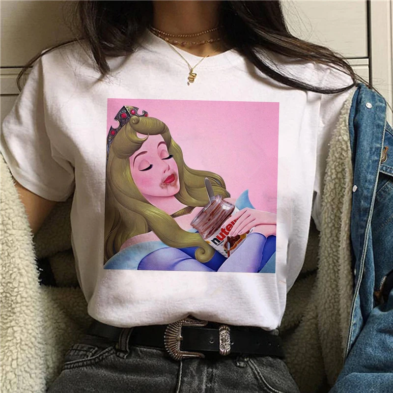 

Nutella T Shirt Women princess Kawaii Print 90s Harajuku Ullzang funny T-shirt Cute Cartoon Tshirt Korean Top Tees Female girl