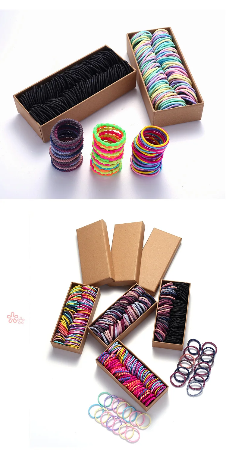 100PCS/Set Girls Candy Colors Nylon Elastic Rubber Band