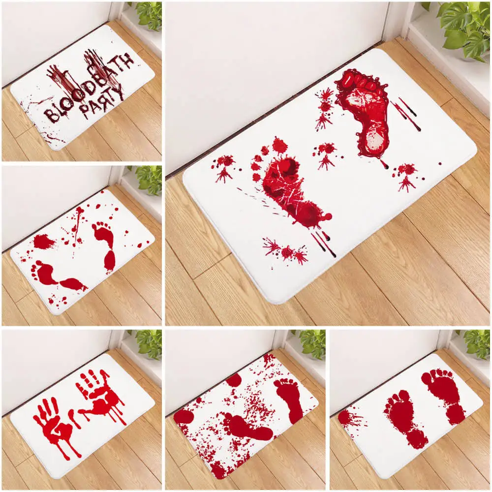 

Sholisa Anti Slip Floor Bath Mat 3D Printed Blood Footprints Water Absorption Bathroom Carpet Rug Living Room Toilet Door