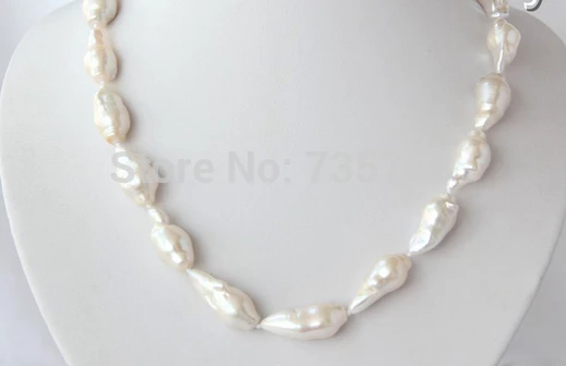 HOT 001397 big 26mm baroque white keshi reborn freshwater cultured pearl necklace