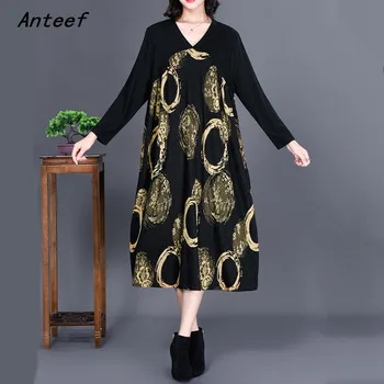 

cotton plus size vintage floral for women casual loose long spring autumn dress elegant clothes 2020 ladies dresses