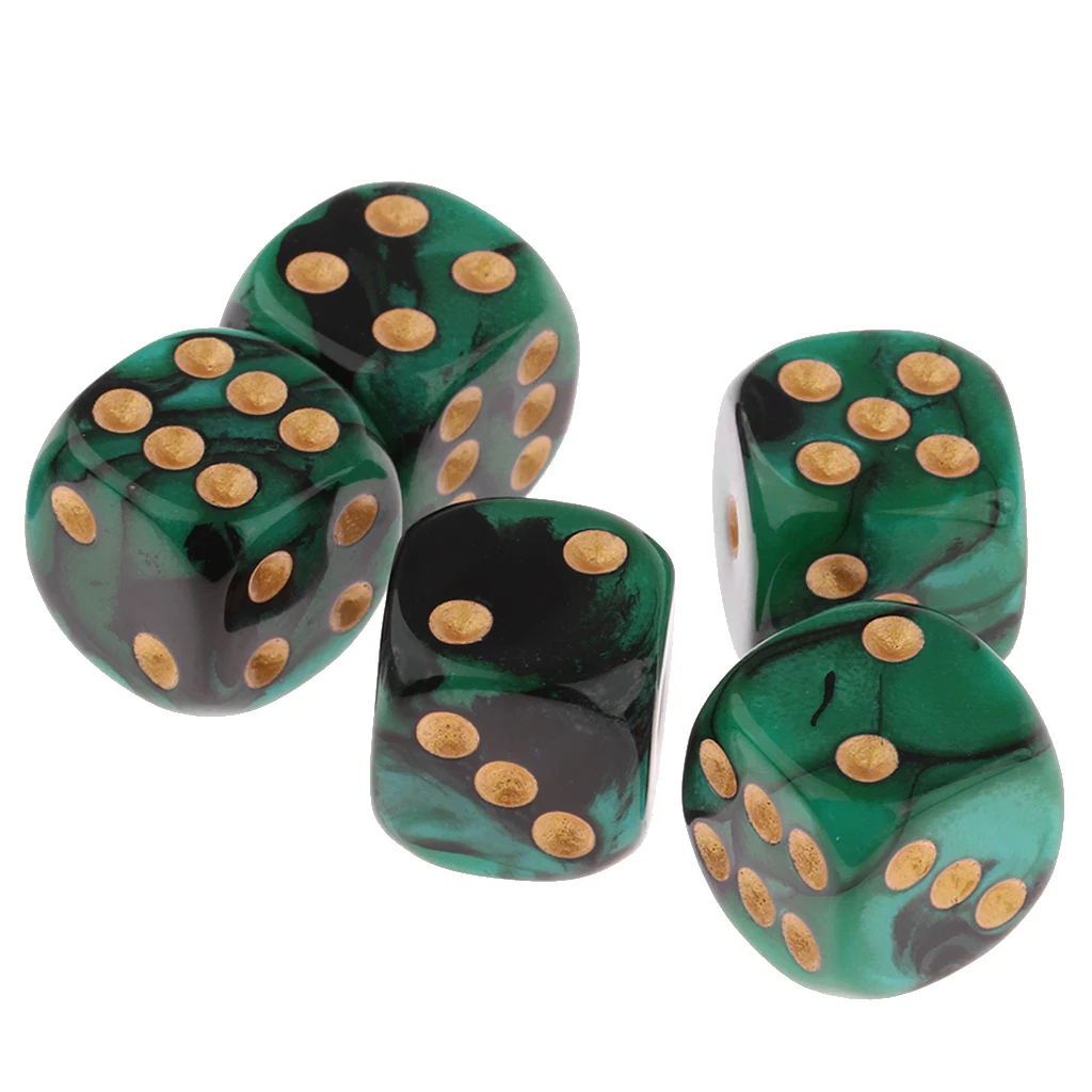 5x6-sided Game Dice 16mm Dice for Board Games and Teaching Math Board Game Dices Party Dices Set 6 Sided 