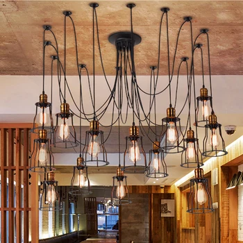 

DIY Antique spider chandelier Retro Loft Vingte Rustic Chandelier Coffee Shop Cloths Shop Spotlight Drop Pendant Lamp Fixtures