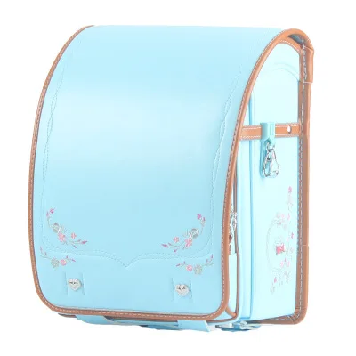 Высококачественная школьная сумка для девочек, Роскошный вышитый рюкзак, японский студенческий ортопедический рюкзак, Детские Школьные Сумки из искусственной кожи - Цвет: light blue