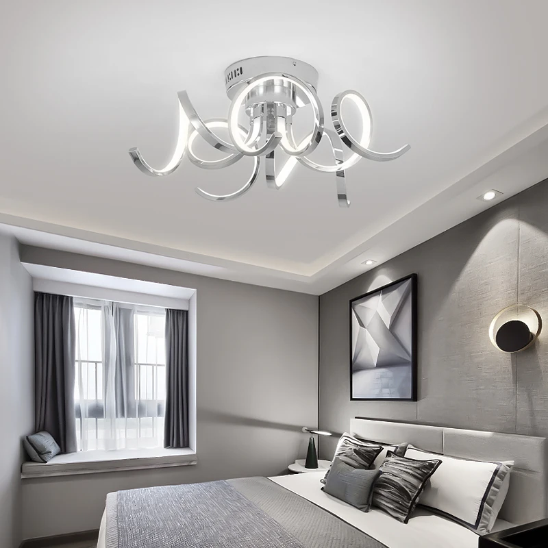 Хромированная/позолоченная светодиодная люстра 90-260 В, современная домашняя люстра, Светильники для гостиной, спальни, кабинета