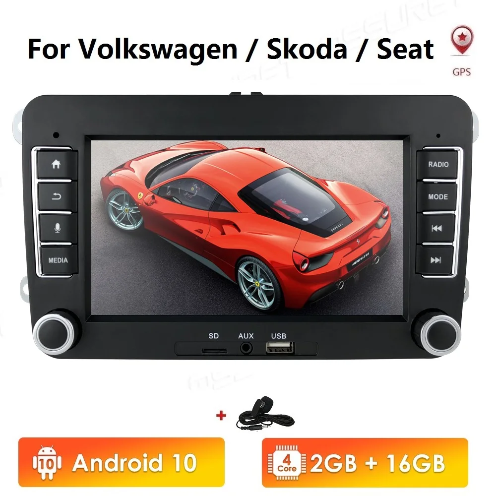 2 Din Android автомобильный мультимедийный плеер GPS радио для VW Volkswagen Golf Polo skoda Октавия