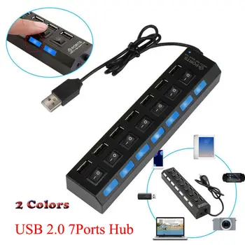 

2020 New Fashion 7-Port USB 2.0 Multi Charger Hub +High Speed Adapter ON/OFF Switch Laptop/PC