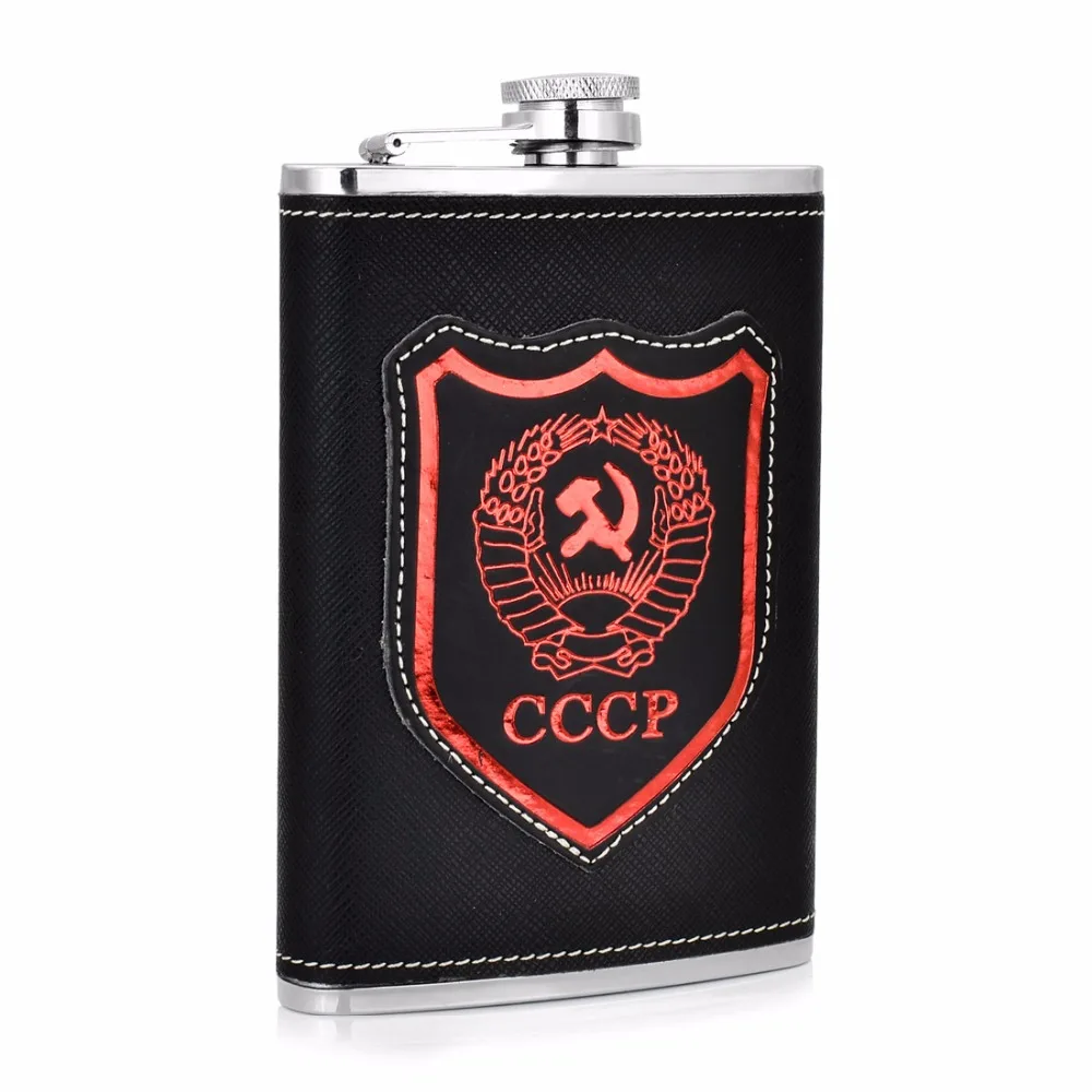 GENNISSY флаг Советского Союза узор колба коричневый кожаный Открытый Спорт портативный Нержавеющая сталь напиток алкоголь колбы для мужчин