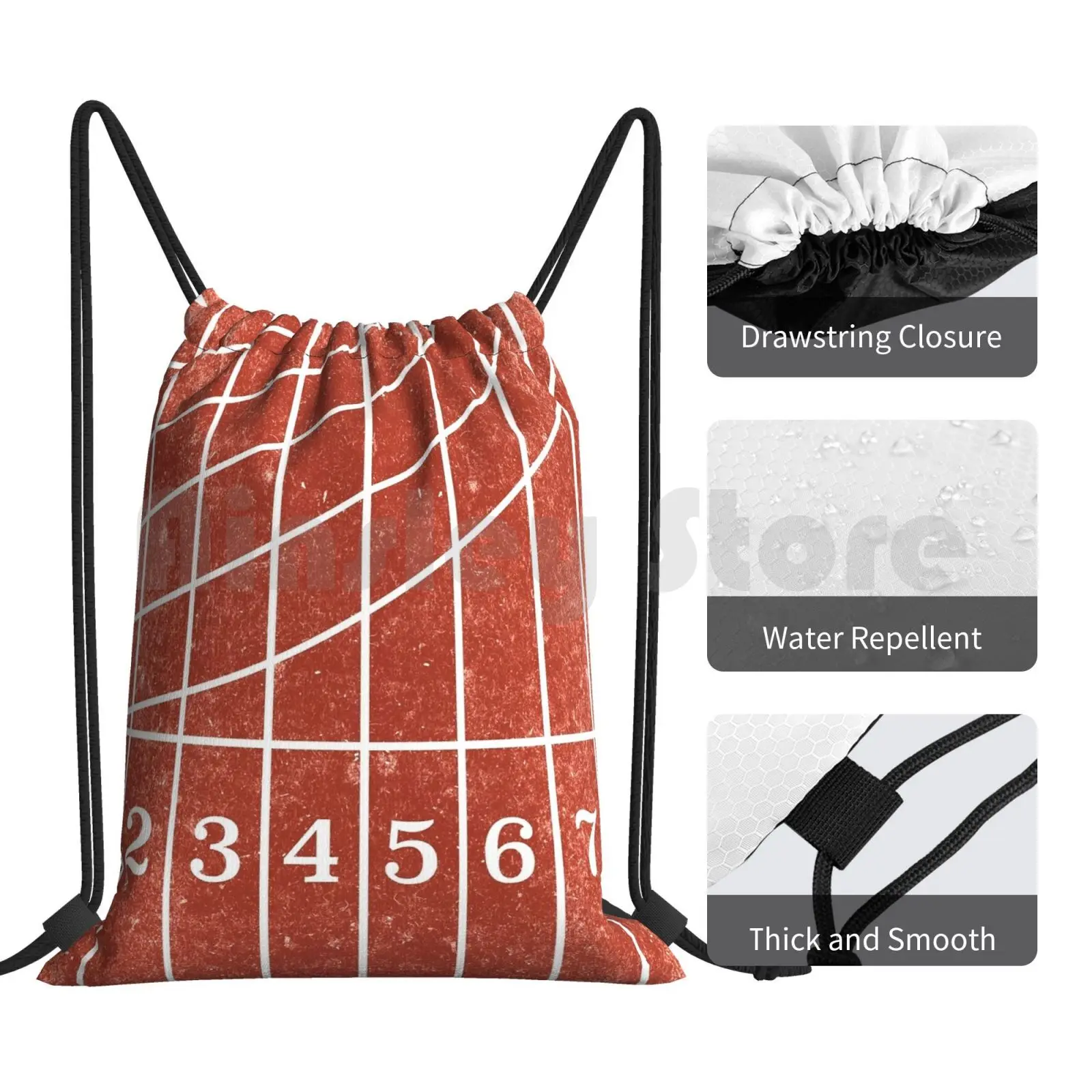Red Running Track Waterproof Drawstring Gym Bag