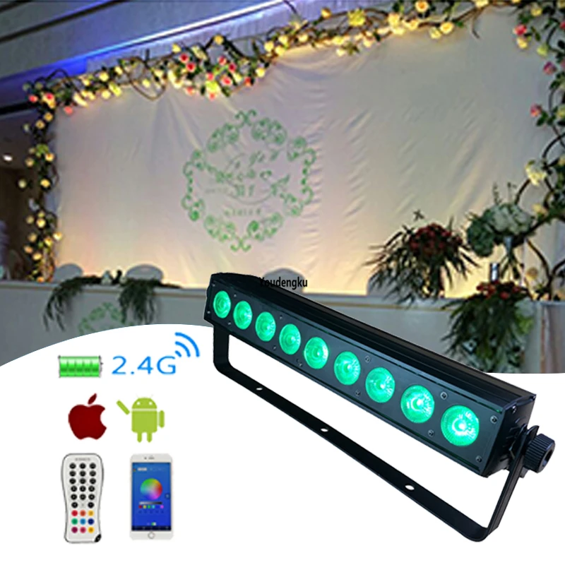 

6pcs 9x18w RGBWA+UV 6in1 indoor led bar light wall washer Wireless Battery Powered Stage Wedding Party Events Wash Lights