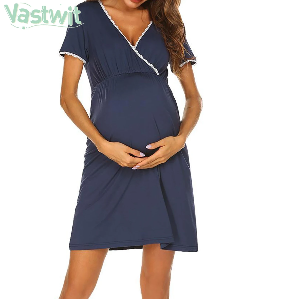 Maternity Women's Nightshirt Nursing Nightdress Pregnancy Breastfeeding Nightie 