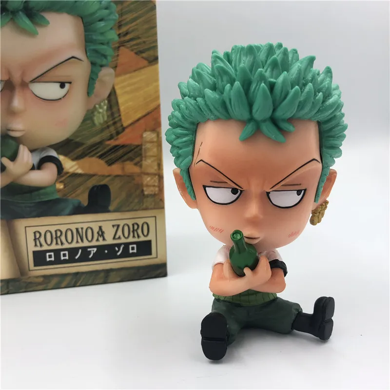 

One Piece Cute Zoro Sanji Luffy Sabo Nami Ace Kid Sitting Ver. PVC Action Figures OP Luffy Ace Lovely Model 10cm