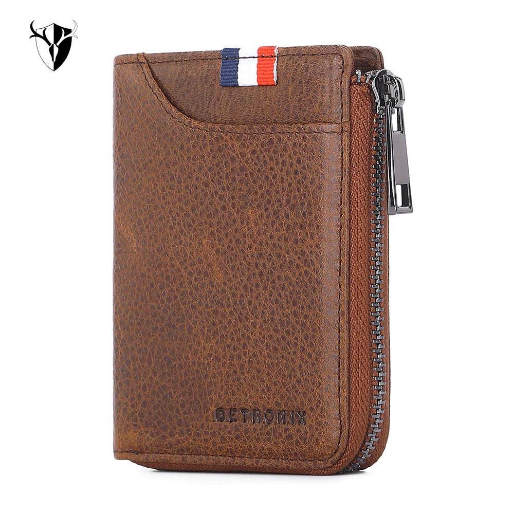 

Fashion New Short Men Wallets Card Purse Multifunction Genuine Leather Wallet For Male Zipper Wallet With Coin Pocket