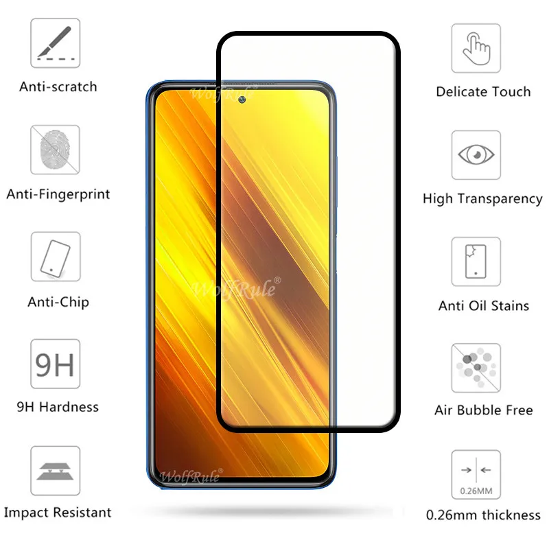 cell phone screen protector 4-in-1 For Xiaomi Poco X3 Glass For Poco X3 Tempered Glass Protective Full Screen Protector For Poco X3 M3 M4 X4 Pro Lens Glass mobile protector