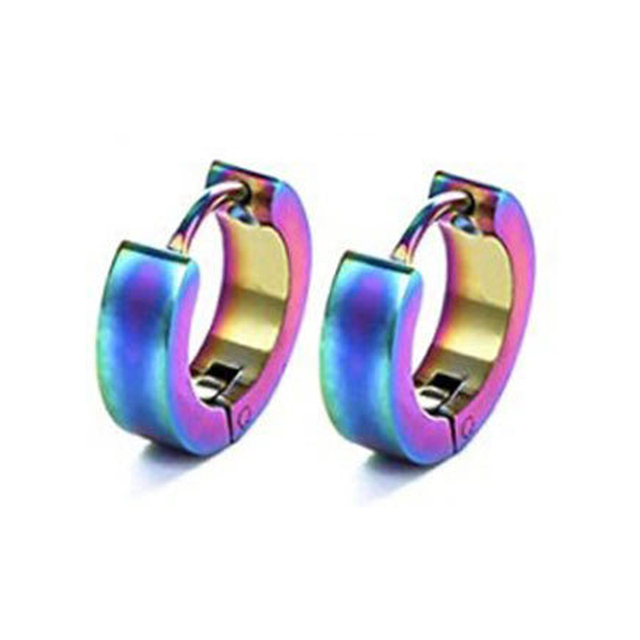 pair Classic Korean Punk Stainless Steel Ear Clip Earrings For Men Women Black No Pierced Fake Ear Circle New Pop Jewelry