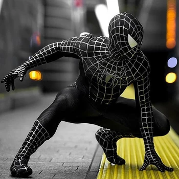 

Adult kids Black Dark SpiderMan Costume cosplay Superhero Zentai Suit Venom Spiderman Catsuit Men Halloween Costumes Party Fancy