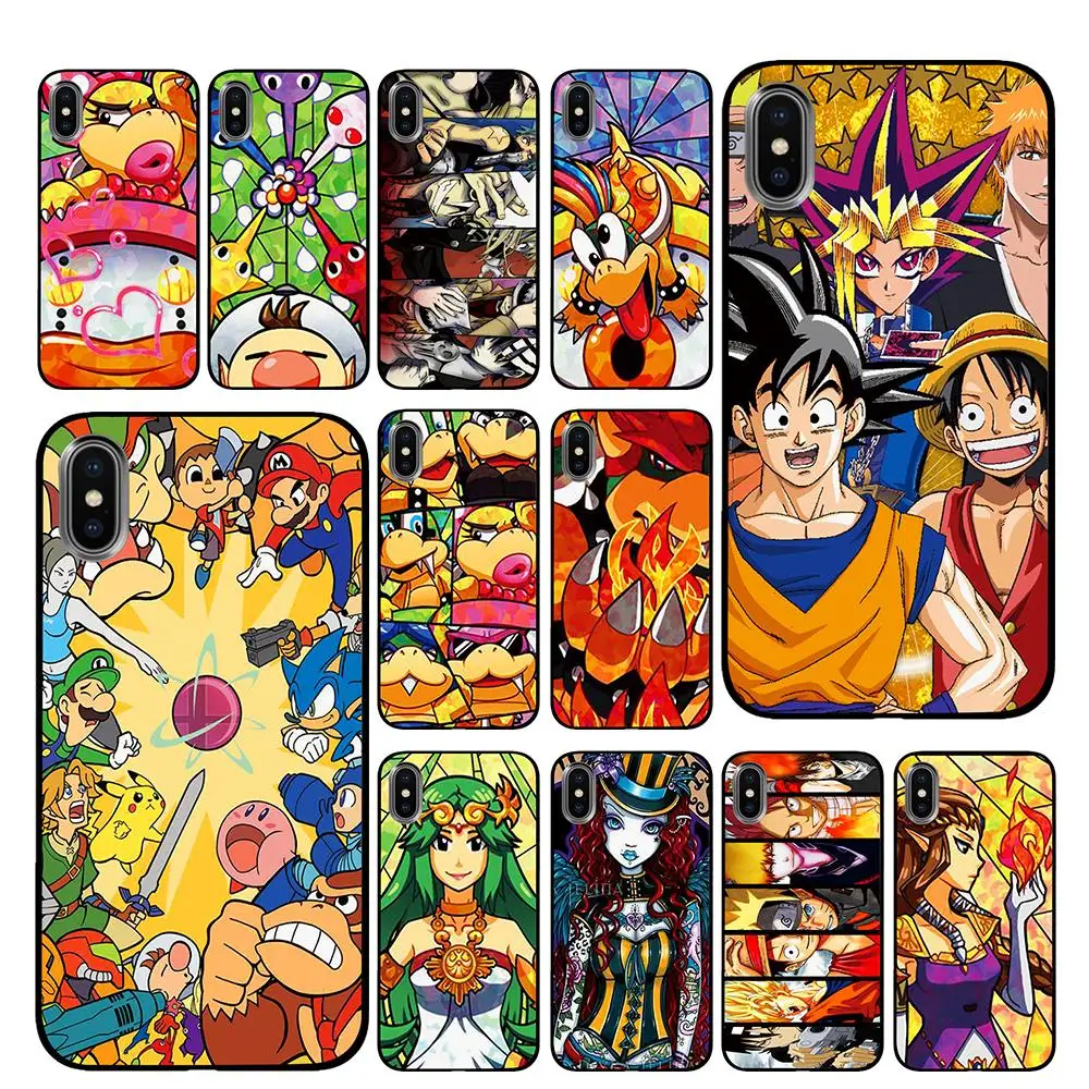 Плакат с героями аниме черный ТПУ для iPhone 5 5S SE 6 6s 7 8 Plus X XS Max XR чехлы