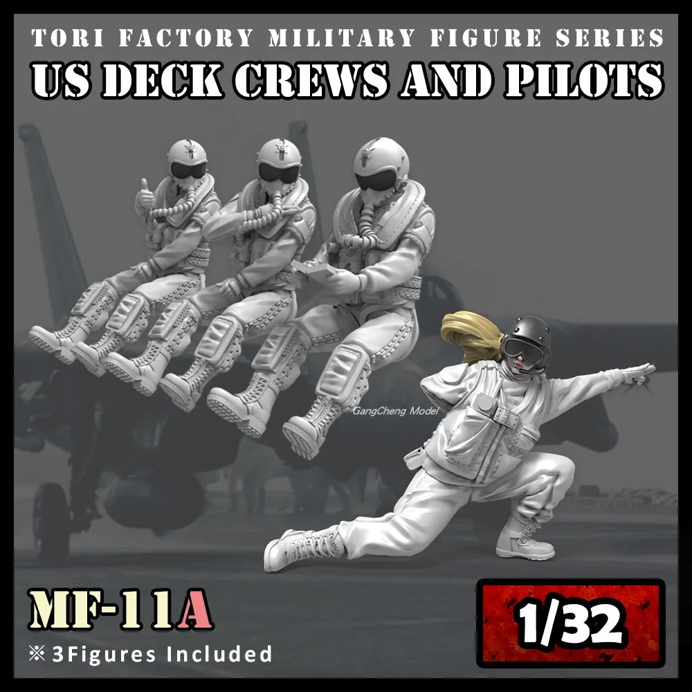 1/32 scale die-cast resin American deck crew and pilot resin white film 4-person resin figure assembly kit (unpainted) diy house kits Model Building Toys