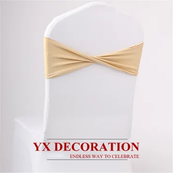 

50pcs Lot Crooked Lycra Band Spandex Chair Sash Tie Bow For Banquet Wedding Decoration