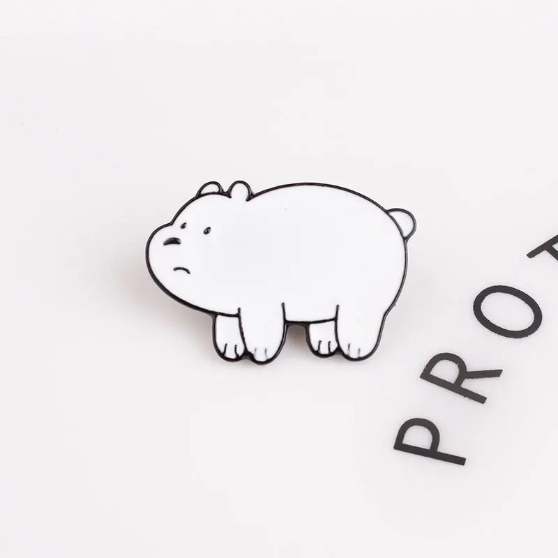Булавка в виде животных из мультфильма голые медведи Милая гризли панда ледяной медведь джинсовые эмалированные булавки Kawaii нагрудные броши значки модные подарки - Окраска металла: XZ1382