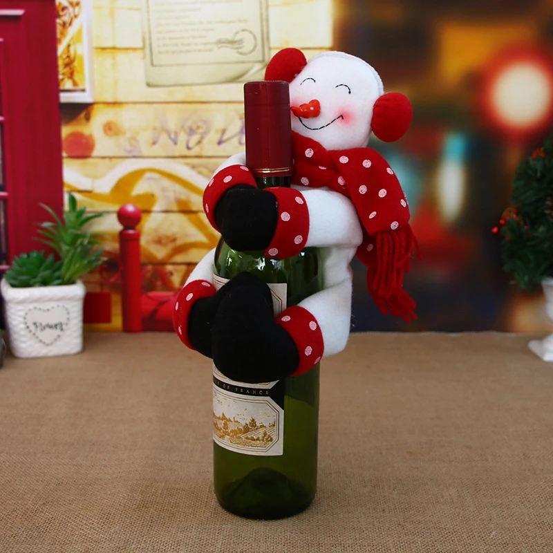 Рождественская бутылка вина Декор Рождественская бутылка вина крышка Набор Санта-Клаус Снеговик Олень бутылка крышка деко Свадьба Рождество поставки - Цвет: QH