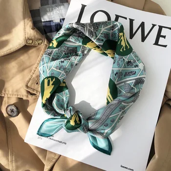 

2020 Women Square Neck Scarves Hot 100% Silk Scarf Foulard Shawls And Wraps Bandana Neckerchief Poncho Headband Hijab 53*53cm