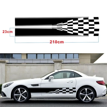 

Checkered Car Flag Stickers Door Body Sports Racing Stripe Side PVC Black