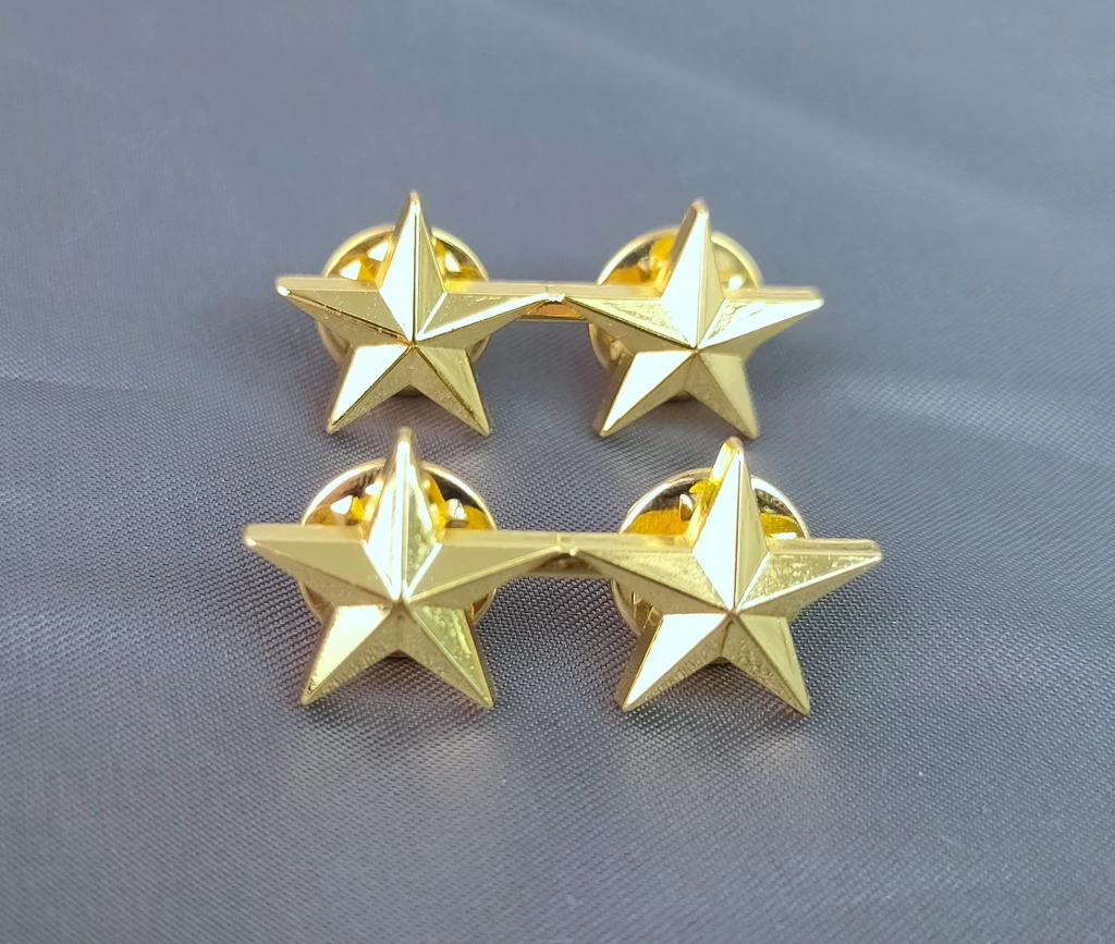 PAIR OF WW2 US ARMY OFFICER 2 STAR MAJOR GENERAL RANK MINI BADGE PIN ...