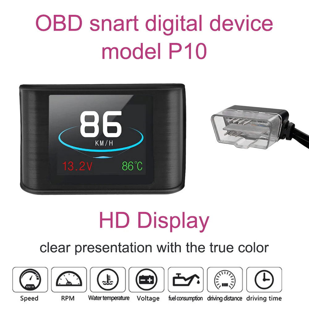 OBDII Ʈ  跮 P10 OBD2 HUD ڵ ӵ µ RPM  Ÿ  ׽,  ÷ ӵ ׽Ʈ ڵ