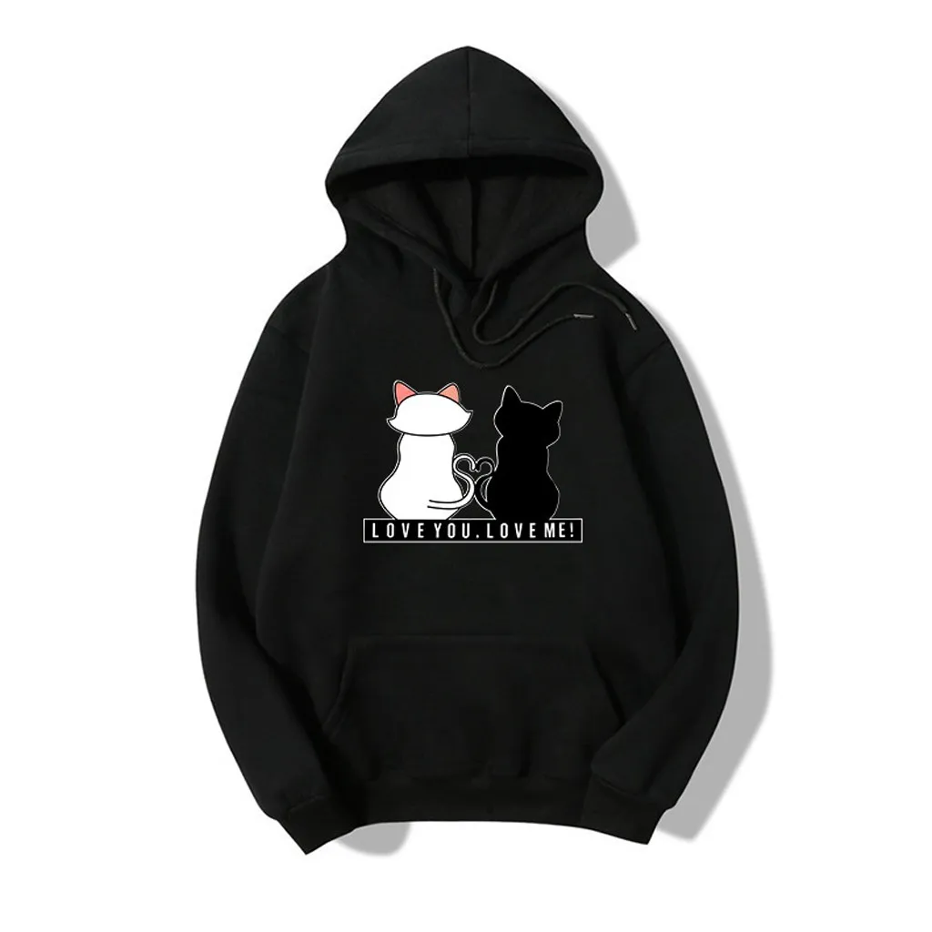 Корейские толстовки для женщин Harajuku Kawaii Cat печатная Толстовка Японский Школьный