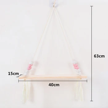 

Decor Tassels Storage Shelf Rack Wall Hanging Wood Toys Model Baby Kid Kitchen, Living Room, Bedroom