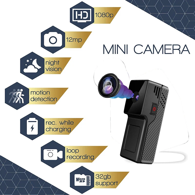 

Mini Micro Camera Mini DV DVR Camcorder HD 1080P IR Night Video Photo Vision Motion Detection Memory to 64G for Security Sport