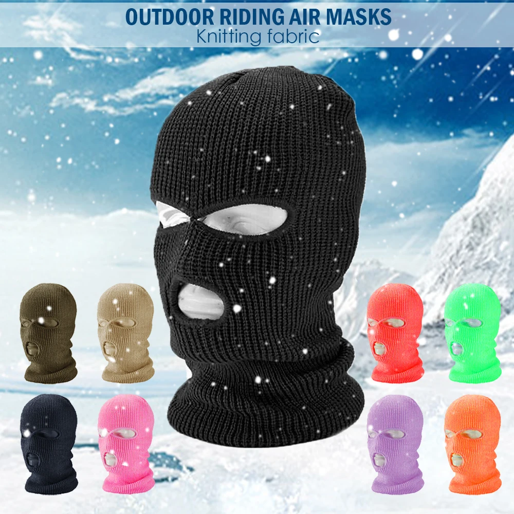 

Ski Mask Knitted Face Cover Winter Balaclava Full Face Mask for Winter Outdoor Sports CS Winter Three 3 Hole Balaclava Knit Hat