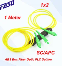 1 Meter SC/APC Connector Single Mode 2.0mm Cable ABS Box Fiber Optic PLC Splitter 1x2