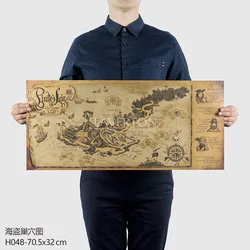 Carte du nid de Pirate rétro nostalgique, affiche de carte murale de grande taille 70.5x32cm, décoration de la maison, autocollant mural Pc001 