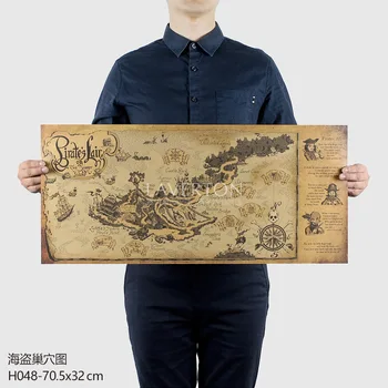 

Pc001 Large Size Retro Nostalgic Paper Pirate Nest Map 70.5x32cm Map Poster Wall Map Home Decoration Wall Sticker