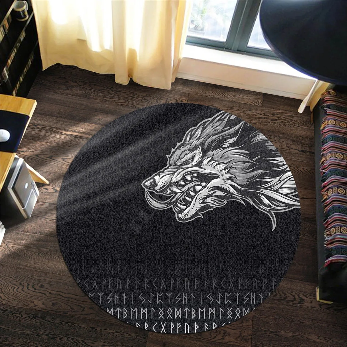 

Viking Style Carpet Fenrir Viking Tattoo 3D All Over Printed Rug Non-slip Mat Dining Living Room Soft Bedroom Carpet
