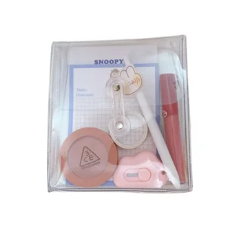 

Korean-Style Minimalist Transparent File Holder Smiling Face Stationery Bag Winding Line Storage Bag Large Capacity Cosmetic Bag