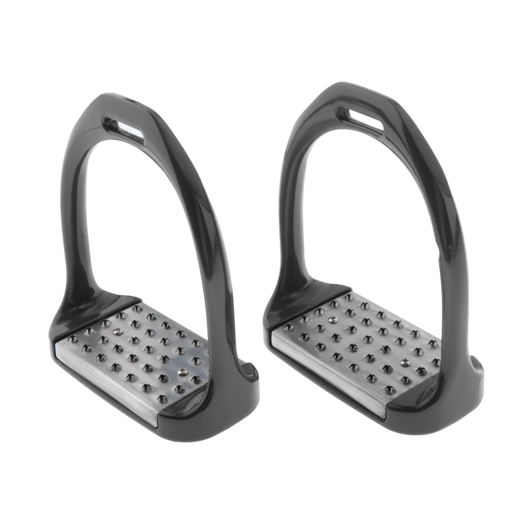 1 Pair Horse Riding Western Stirrups, Safety Bendy Iron Steel Equestrian Treads English Stirrups for Men Women Select Colors