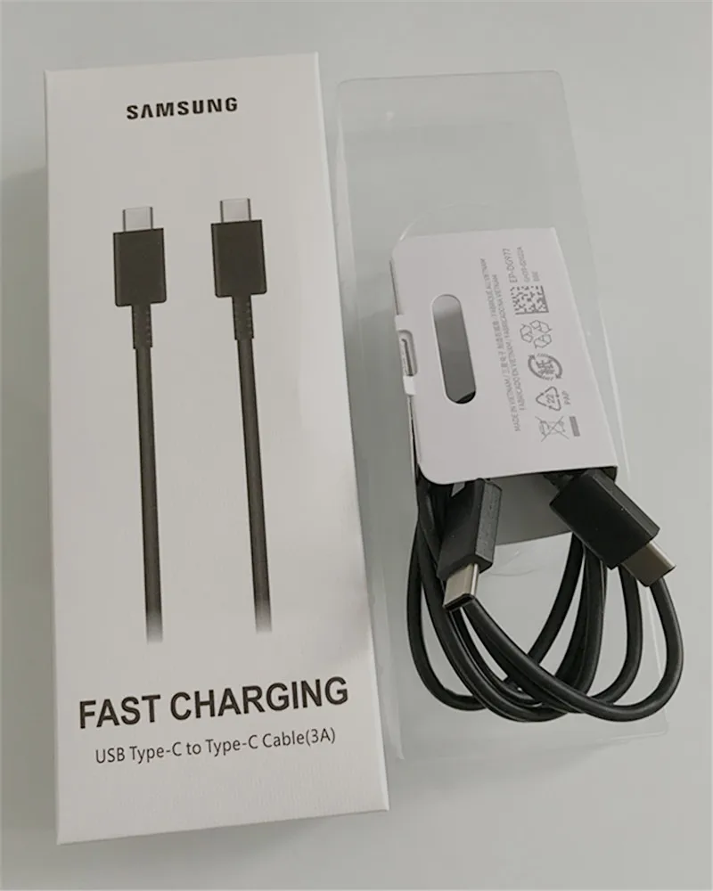 Кабель samsung PD, 1 м, 3 А, быстрая зарядка, usb type-C-type-C, Дата-кабель для Galaxy Note 10 Plus, S10, S10E, S9, A90, Xiaomi 9 - Цвет: Cable with box White