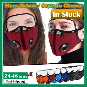 

masques PM2.5 Breathable Outdoor Mouth Mask With Breathing Valve Unisex Protection Dustproof Mask With Eyes Shield Detachable