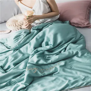 

60 Lan Fine Sky Silk Fibroin Color Embroidered Summer Is Air Conditioner Is Thin You Summer Quilt Coupe Can Wash Bed Material