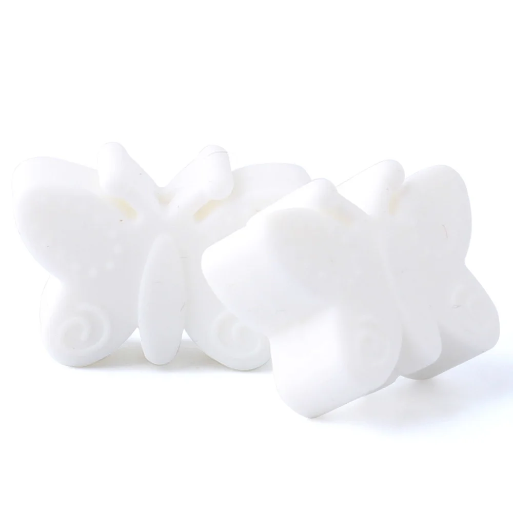 01-Snow-20pcs Сохраняйте и выращивайте 20 шт. силиконовые бусины в виде бабочек, Детские Прорезыватели с героями мультфильмов, BPA бесплатно, сделай сам, детские коляски, Детские Прорезыватели с бусинами - Цвет: 01-Snow-20pcs