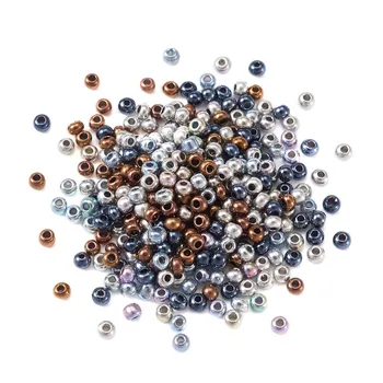 

pandahall 12/0 Electroplated Glass Seed Beads Grade A Iris Round2x1.5mm, Hole: 0.3mm; 4 Colors about 2000pcs/color
