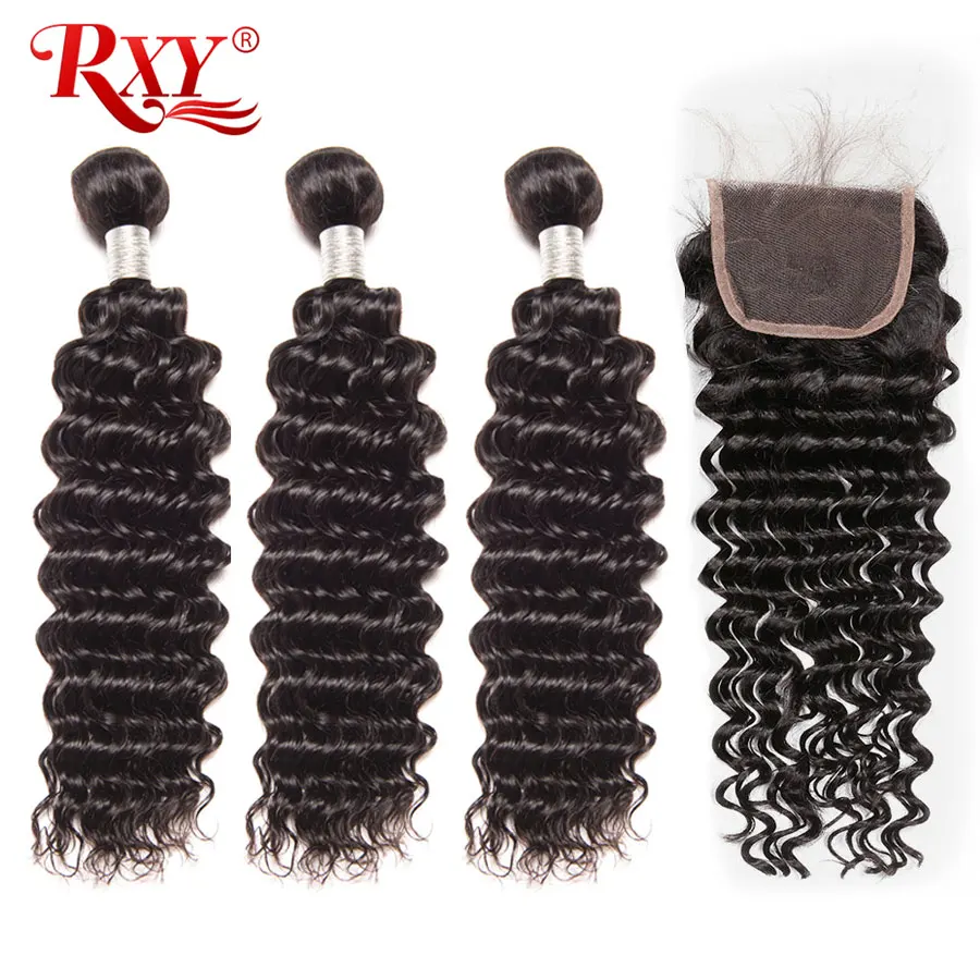

Peruvian Deep Wave Bundles With Closure 100% Human Hair Extension 3 Bundles With Closure Remy Hair Lace Closure With Bundles