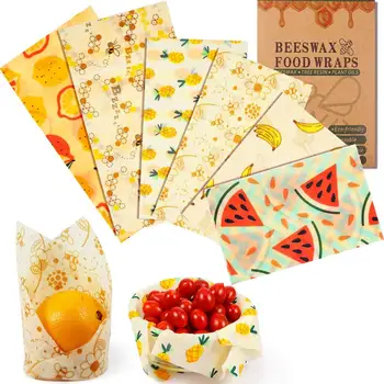

Eco Friendly Reusable Food Wraps Sustainable Plastic Free Food Storage Organic Beeswax Wrap Cling Wrap Leaves Sandwich Bag New