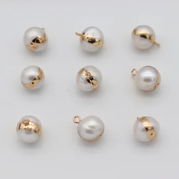 

2Pcs New Round-Shaped Natural Pearls Connectors for Jewelry Making Necklace DIY Bracelet Charm Accessories Size 8x16-10x18mm