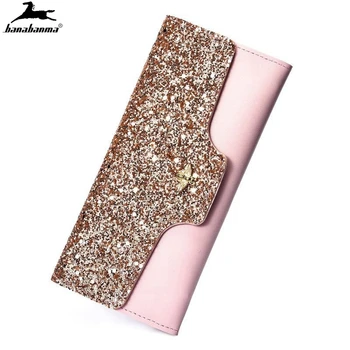 

women's wallet glitter for women carteira feminina luxe shiny carteras mujer Leather genuine purse Ladies female partmon