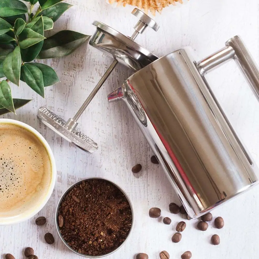 

304 Stainless Steel French Press Coffee Plunger Press Pot Coffee Pot Maker with Strainer Double Insulation Teapot 350/800/1000ML