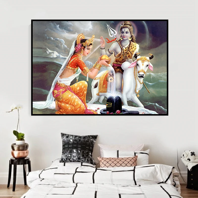 5D алмазная вышивка мозаика религиозные Shiva Parvati Ganesha картины Стразы 3D живопись